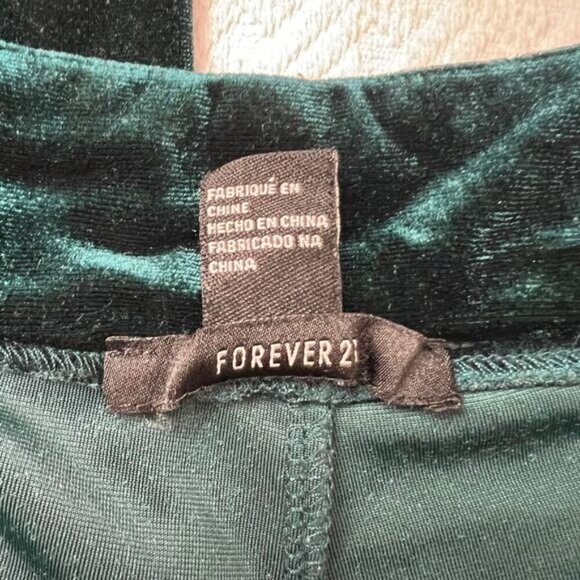 Forever 21 Women's Size Medium Green Velvet Velour Flowy Wide Leg Pants F21 - Picture 5 of 15